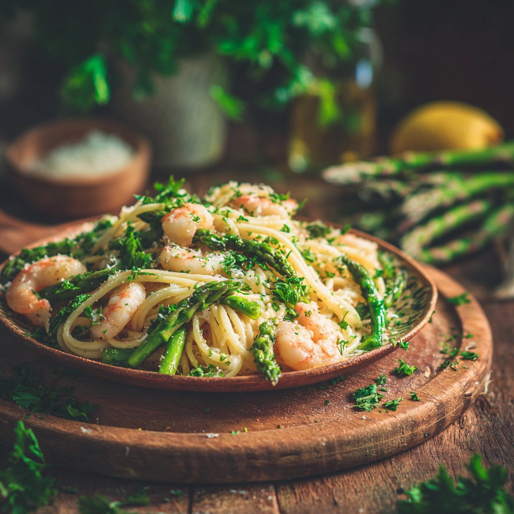 Shrimp and Asparagus Linguine